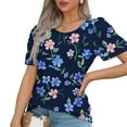 thumbnail image 5 of PVCS Womens Tops Clearance Under $5 Fashionable Women's Casual Short Sleeved Loose Round Neck Printed Top, 5 of 7