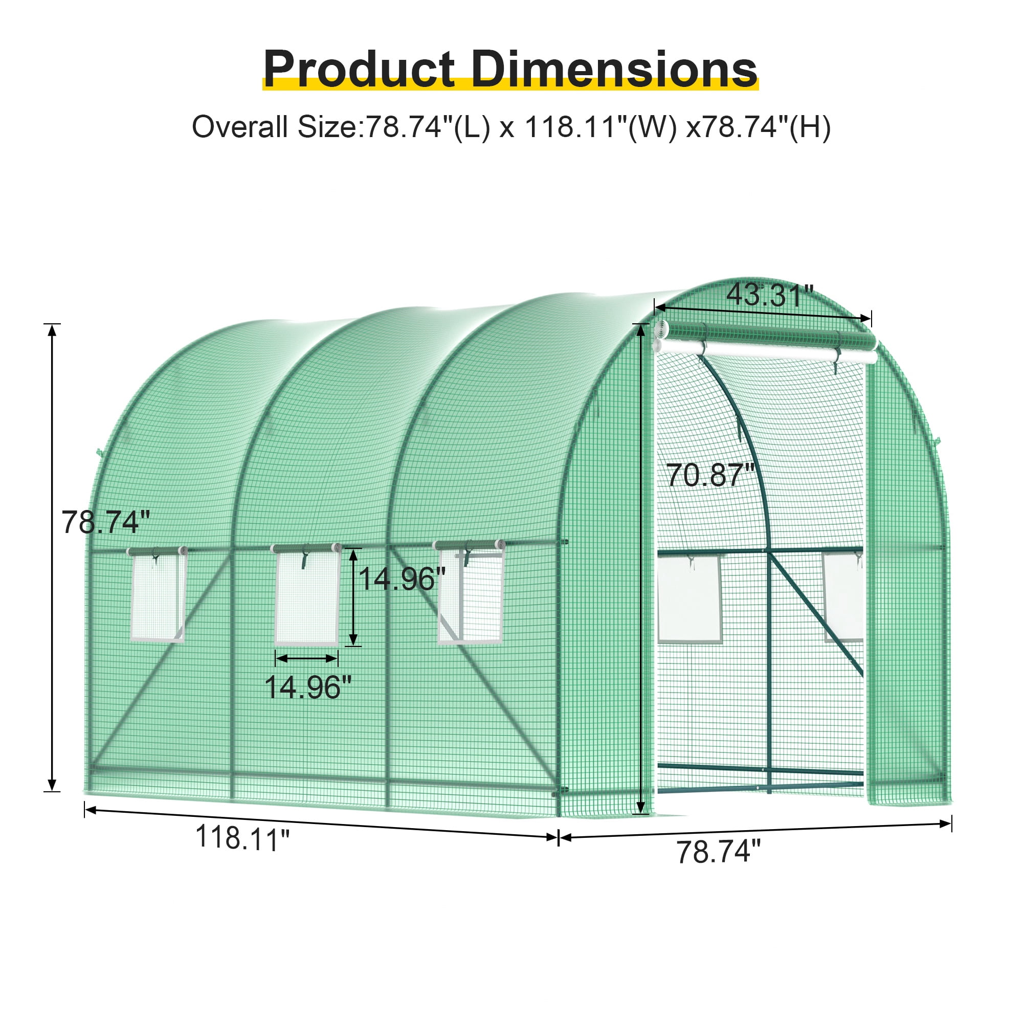GOJOOASIS 10x7x7 FT Walk-in Tunnel Heavy Duty Greenhouse Plastic Plant Warm House