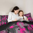 thumbnail image 4 of Manfei Abstract Watercolor Brushstroke Twin Comforter Sets, Neon Pink Black Gray Ombre Bedding Set, Black Reversible 2 Pieces, 1 Comforter and 1 Pillowcase, 4 of 6
