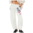 thumbnail image 4 of LYCAQL Fashion Women's Printed Sweatpants: High Waist Pocket Design, Comfortable and Breathable, Fitness and Leisure White, 4 of 5