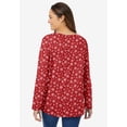 thumbnail image 3 of Woman Within Plus Size Perfect Printed Long-Sleeve V-Neck Tee, 3 of 5