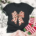 thumbnail image 7 of Women's Valentine's T-Shirt Short Sleeve Bow Print Crewneck Top for Romantic Dark Gray 2XL, 7 of 7