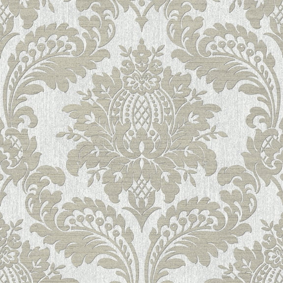 Archive Damask Grey Wallpaper