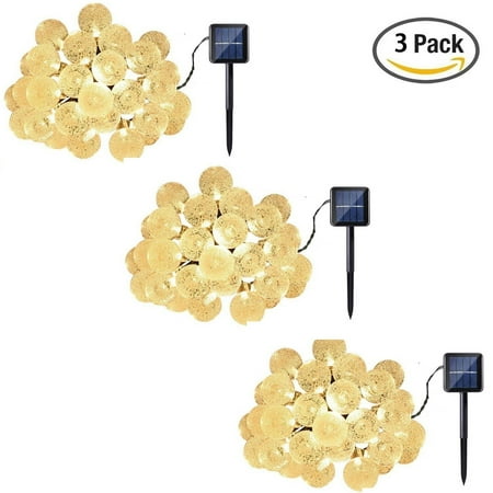 White Crystal Lights LINKPAL 3 Pack Christmas Lights LED String lights Holiday Lighting Solar String Lights LED Bubble Ball Holiday Decorations 30 LED Crystal Globe Fairy Lights Decoration (warm white) ()