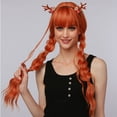 thumbnail image 7 of YMUQEIGH Clearance 65cm High Temperature Silk Wig Orange Wig Rose Mesh Curly Hair, 7 of 7