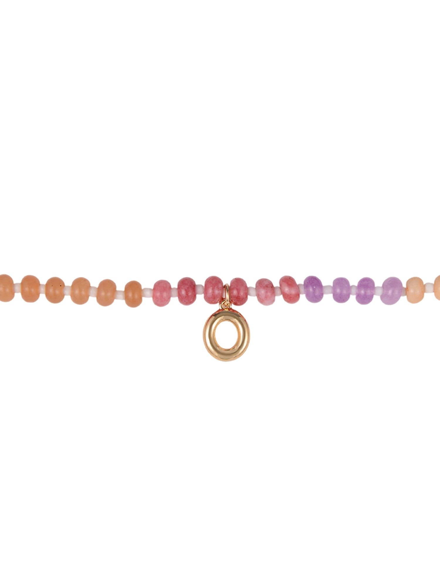Time and Tru Goldtone Multicolored Bead Initial "O" Necklace