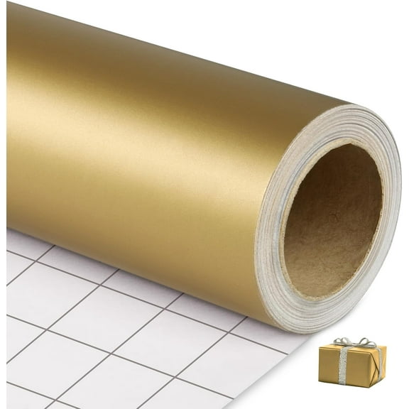 Gold Wrapping Paper - 17 Inches X 32.8 Feet - Solid Color Paper - Gift Wrapping Paper, Perfect for Wedding, Birthday, Christmas, Baby Shower - Gilded