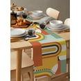 thumbnail image 6 of Table Runner Dresser Scarves 90 Inch Long, Middle Century Geometric Art Linen Dining Table Runners Retro Nordic Abstract Arch Tabletop Scarf for Wedding Holiday Party Kitchen, 6 of 7