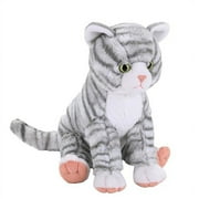 Wild Republic Gray and White Tabby Cat, Stuffed Striped Plush Kitty Cat