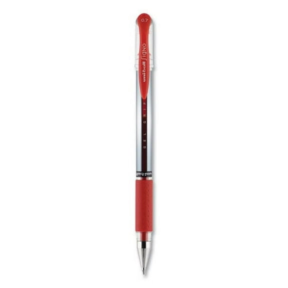 Signo Grip Gel Pen, Stick, Medium 0.7 Mm, Red Ink, Silver/red Barrel, Dozen | Bundle of 2 Dozen