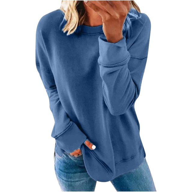 Pull-Over Fin pour Femmes Hauts Amples Décontractés Pull Mode Confortable Chandails en Molleton Manches Longues Blouses Chemises Femmes