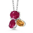 thumbnail image 2 of Gem Stone King 925 Silver and 10K Yellow Gold Red Ruby and Orange Red Madeira Citrine Pendant Necklace for Women (3.00 Cttw, Oval 8X6MM, 7X5MM and 6X4MM, Gemstone July Birthstone, with 18 inch Chain), 2 of 4