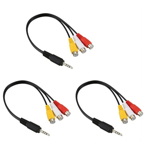 3 Pcs 3.5mm Male Plug to 3 Female Audio Video AV Cable 22cm,3 x Audio Video Cable