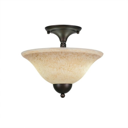 - Toltec Lighting Toltec 2 Bulb Semi Flush Mount Shown In Bronze Finish With Glass Shade