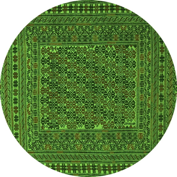 Ahgly Company Indoor Round Southwestern Green Country Area Rugs, 4' Round