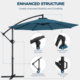 thumbnail image 7 of 10ft Offset Hanging Market Patio Umbrella with Easy Tilt Adjustment,Polyester Shade,8 Ribs for Backyard,Poolside,Lawn and Garden,Blue, 7 of 7