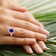 thumbnail image 2 of GemsNY September Birthstone - Four Prong Princess Diana Inspired Oval Untreated Blue Sapphire Halo Ring (2.85cttw), 2 of 4