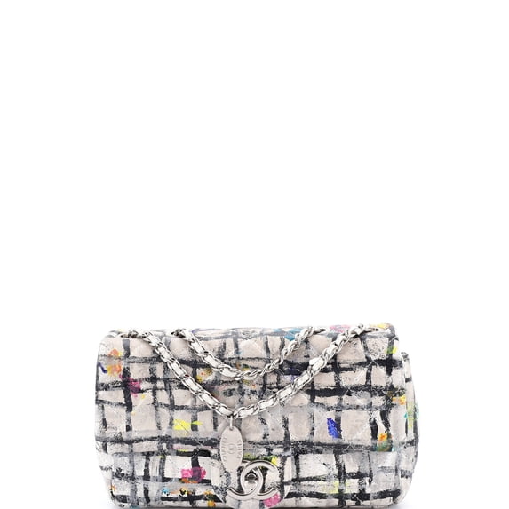 Pre-Owned CC Flap Bag Quilted Hand Painted Leather Mini By Rebag
