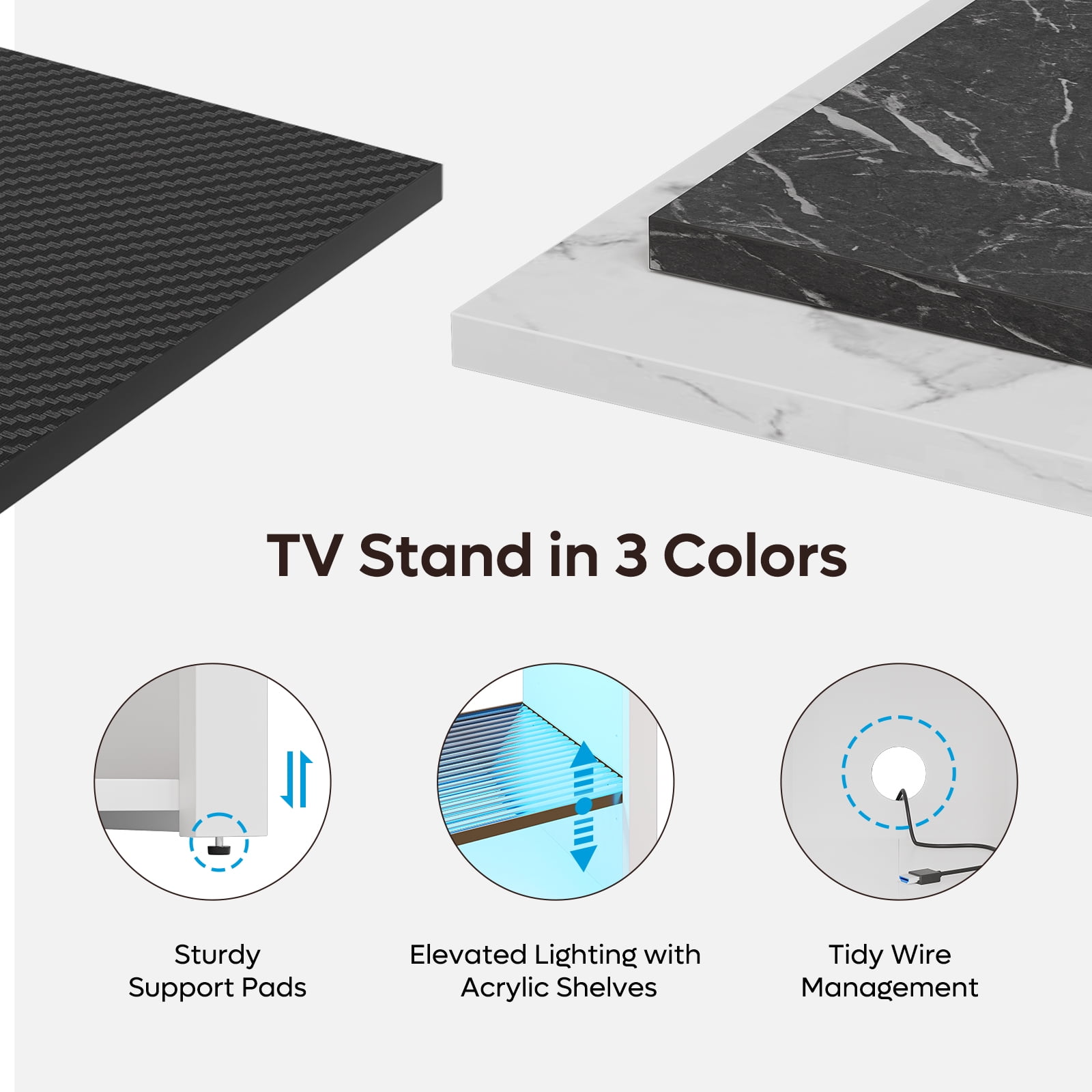 Bestier Tall TV Stand for 65" TVs,Entertainment Center with PS5 Storage,LED TV Stands for Living Room,TV console with Adjustable Storage Shelf,White Marble TV Stand