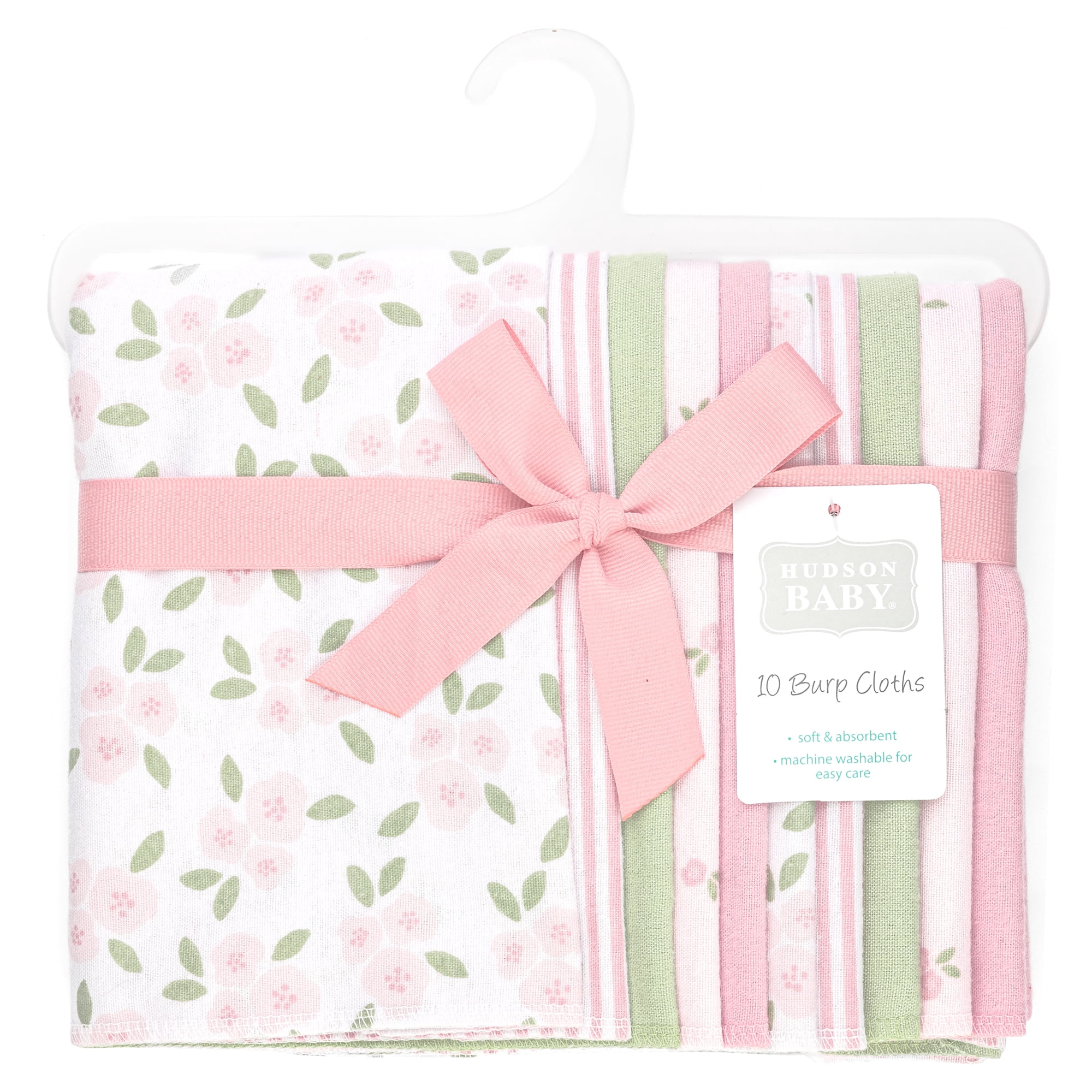 Hudson Baby Unisex Baby Cotton Poly Flannel Burp Cloths, Sweet Little Floral, One Size