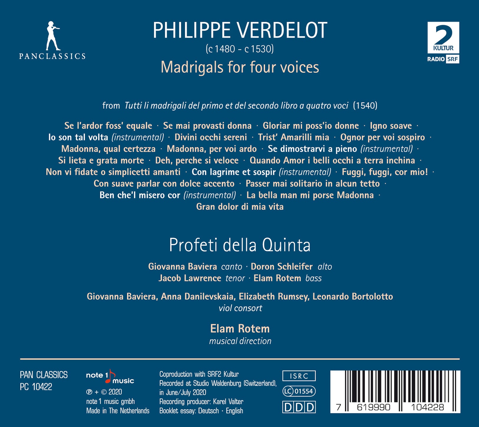 Profeti Della Quinta - Madrigals for Four Voices - Music & Performance - CD