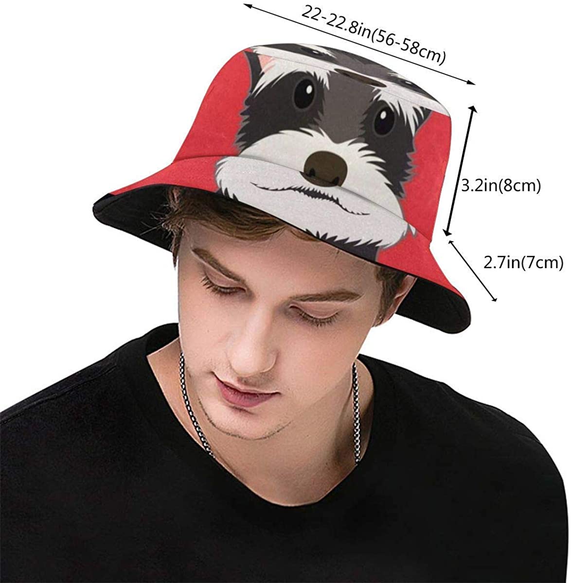 Bucket Hats for Women Schnauzer Dog 