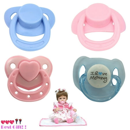BuleStore 4PC New Dummy Pacifier For Reborn Baby Dolls With Internal Accessories