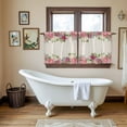 thumbnail image 4 of Pink Flowers Tier Curtains 24 Inch Length, Spring Floral Farmhouse Botanical Rustic Cafe Short Curtains for Bathroom Over Sink, Small Kitchen Curtain Light Filtering Drapes 2 Panels 27.5"Wx24"L, 4 of 8