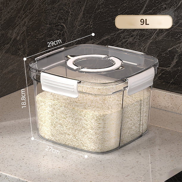Rice Bucket Sealed Storage For Grains And Miscellaneous Grains Large Capacity Kitchen Storage Transparent Storage Bucket