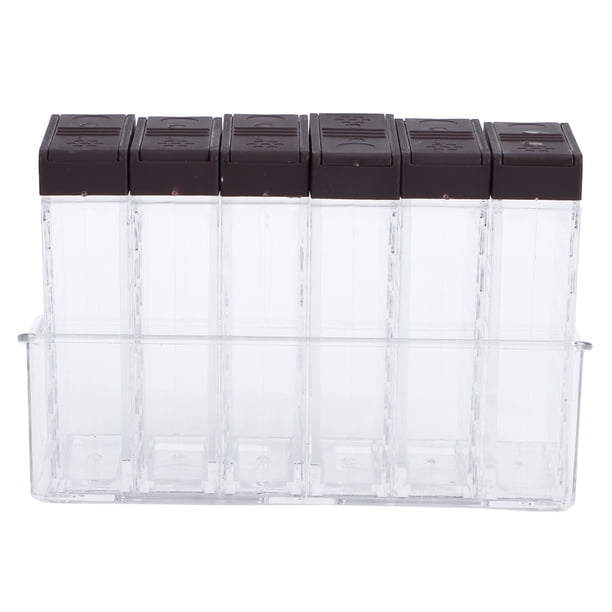 Juego de 6 botes para condimentos con tapa de apertura bidireccional y doble orificio, con base y herramientas de cocina