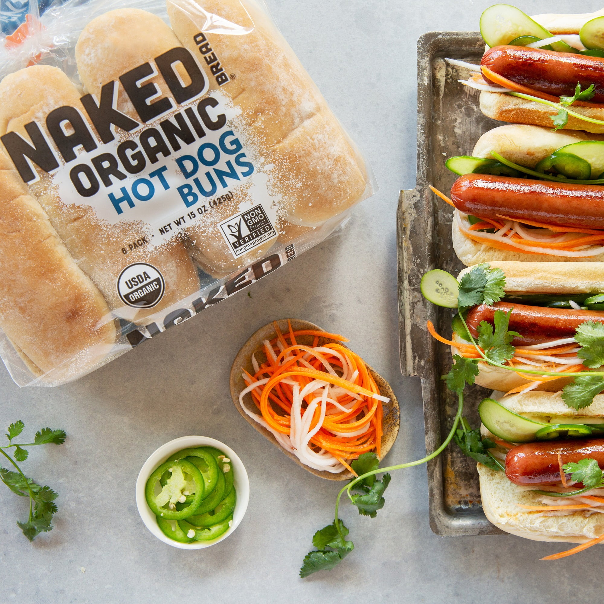 Naked Bread Organic Hot Dog Buns, 15 oz, 8 Count