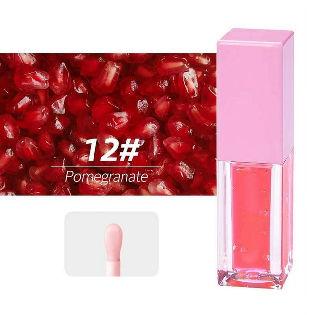 Paquete de 6 Hojas de Labios con Sabor a Frutas - Lápiz labial líquido con acabado de espejo de vidrio transparente con sabores a piña, fresa, melocotón, menta, uva, fórmula de brillo de agua