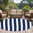 thumbnail image 5 of Navy Blue Striped Large Area Rugs for Bedroom Living Room, Soft Non Slip Carpet Bedside Rug, Modern Farmhouse Blue White Stripes Round Floor Cover Kitchen Accent Rug 6' for Dining Room/Office, 5 of 9