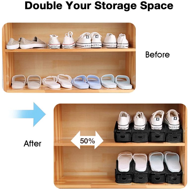 Shoe Slots Organizer 4PCS Adjustable Double Layer Stack Shoe Rack