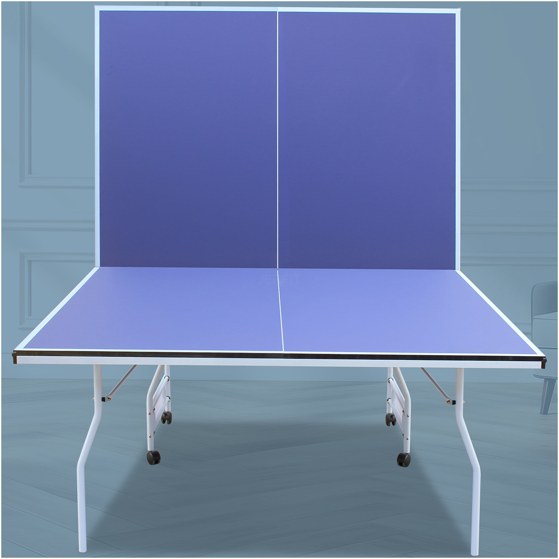 JERFIT 9ft Foldable Indoor Ping Pong Table Set with Net, Paddles & Balls, Professional MDF Top for Home and Office Games