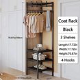 thumbnail image 6 of Kalageen Clothes Rack 3 Tier,Clothes Organizer with Hanging Rod,Portable Garment Laundry Coat Rack with 4 Hooks,Black, 6 of 7