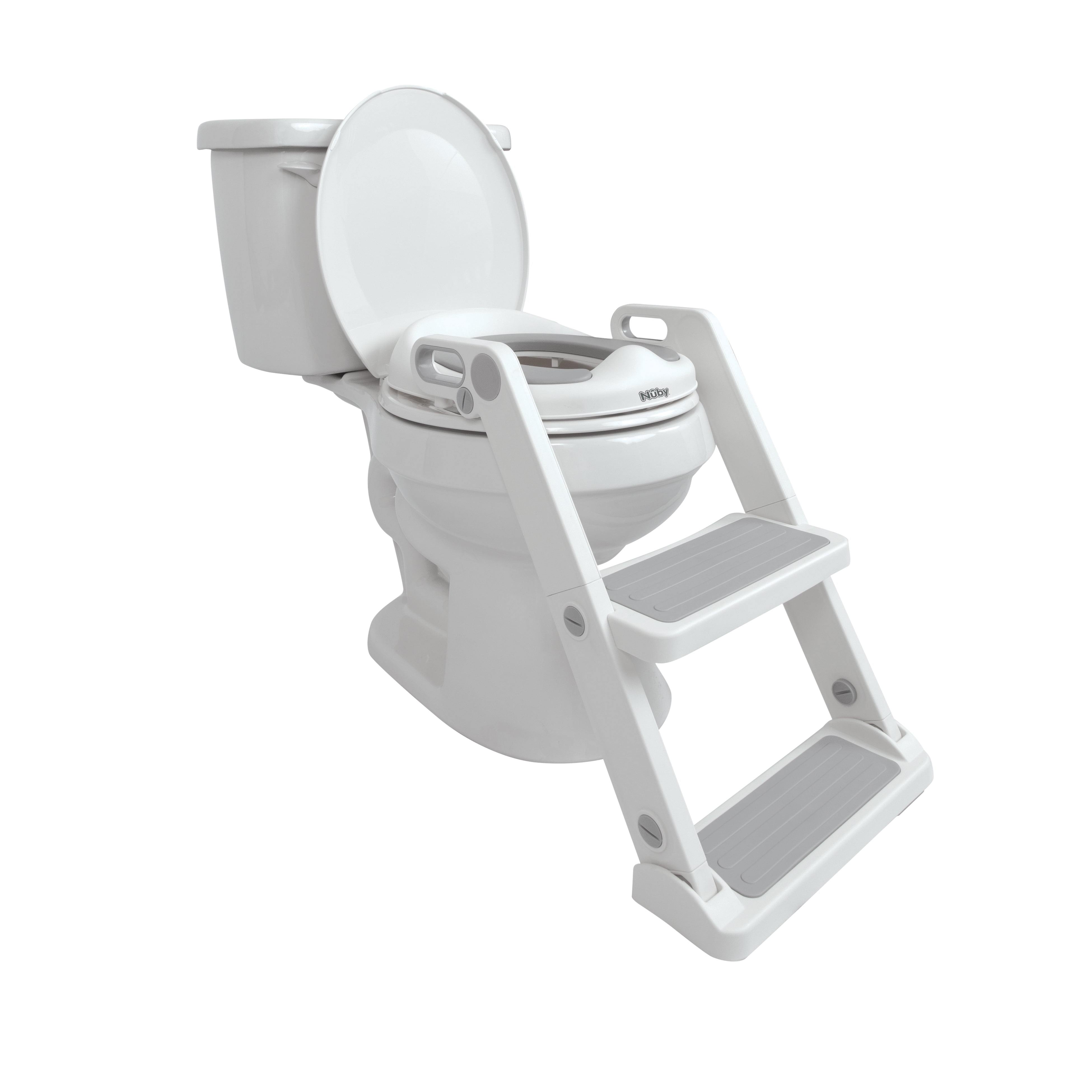Nuby All-In-One Toilet Seat Topper with Step Ladder for Toddlers, White