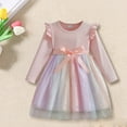 thumbnail image 2 of GZEFJRQM Toddler Rainbow Tutu Dress Girls Tulle Dresses Long Sleeve Ruffle Tiered Swing Ball Gown Fall Winter Casual Party Tulle Sundress, 2 of 6