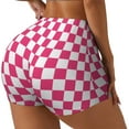 thumbnail image 2 of Checkerboard Pink And White Plaid Workout Shorts For Women Scrunch Butt Lifting Yoga Gym Seamless Booty Biker Shorts Medium, 2 of 9
