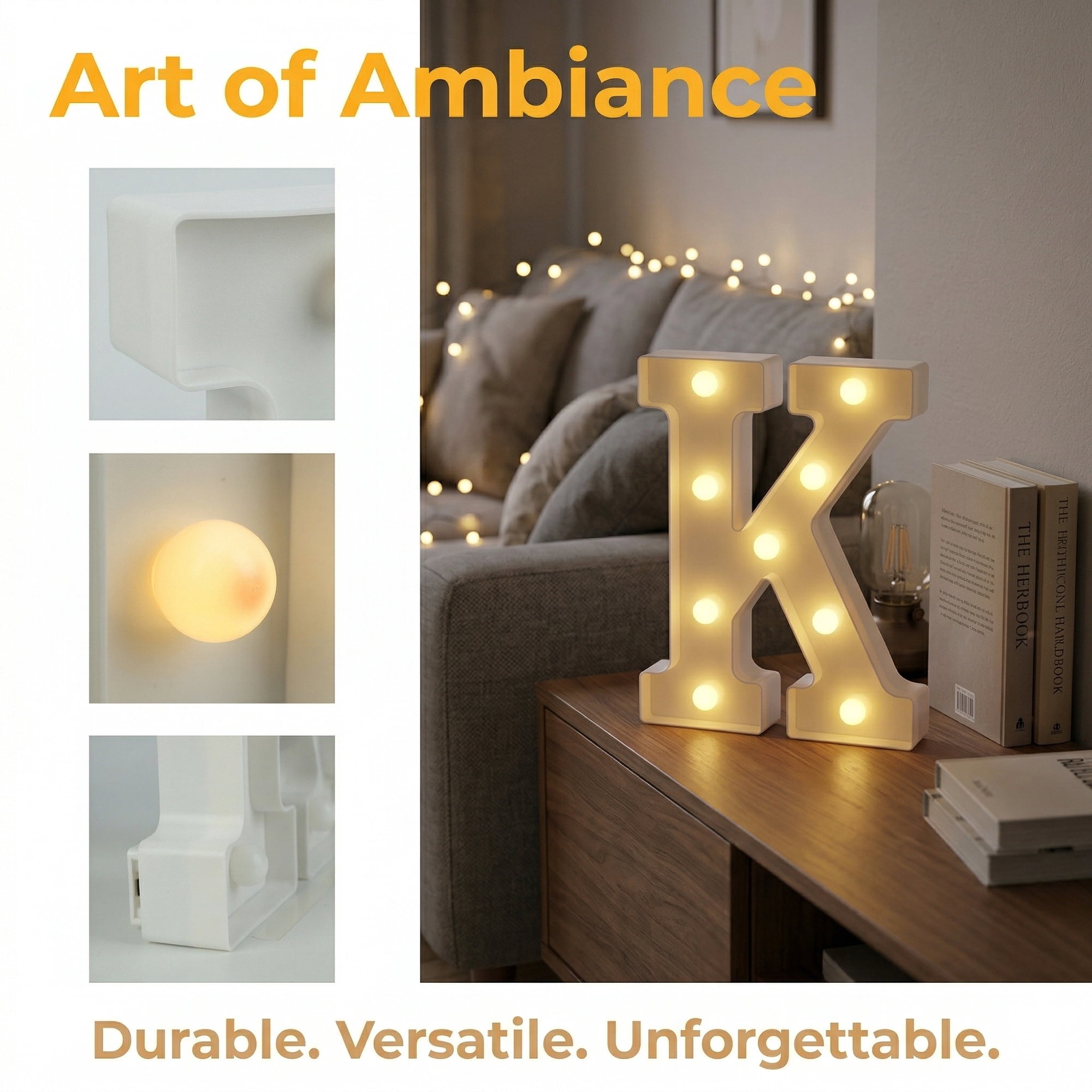 Unique Bargains Marquee Letters With Lights LED Light Up Signs Letter K 6.5"L x 1.5"W x 8.5"H