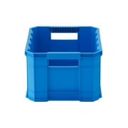 (3 pack) HART 8.5 Gallon Stackable Plastic Utility Crate, Blue