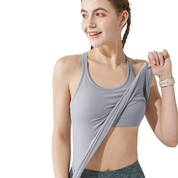 Yoga Racerback Tank Top for Women with Built in Bra,Womens Padded