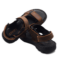 thumbnail image 5 of Men's Open Toe Casual Sandals Leather Stitching Summer Outdoor Beach Fisherman Hiking Sport Sandals for Men Brown 10, 5 of 7