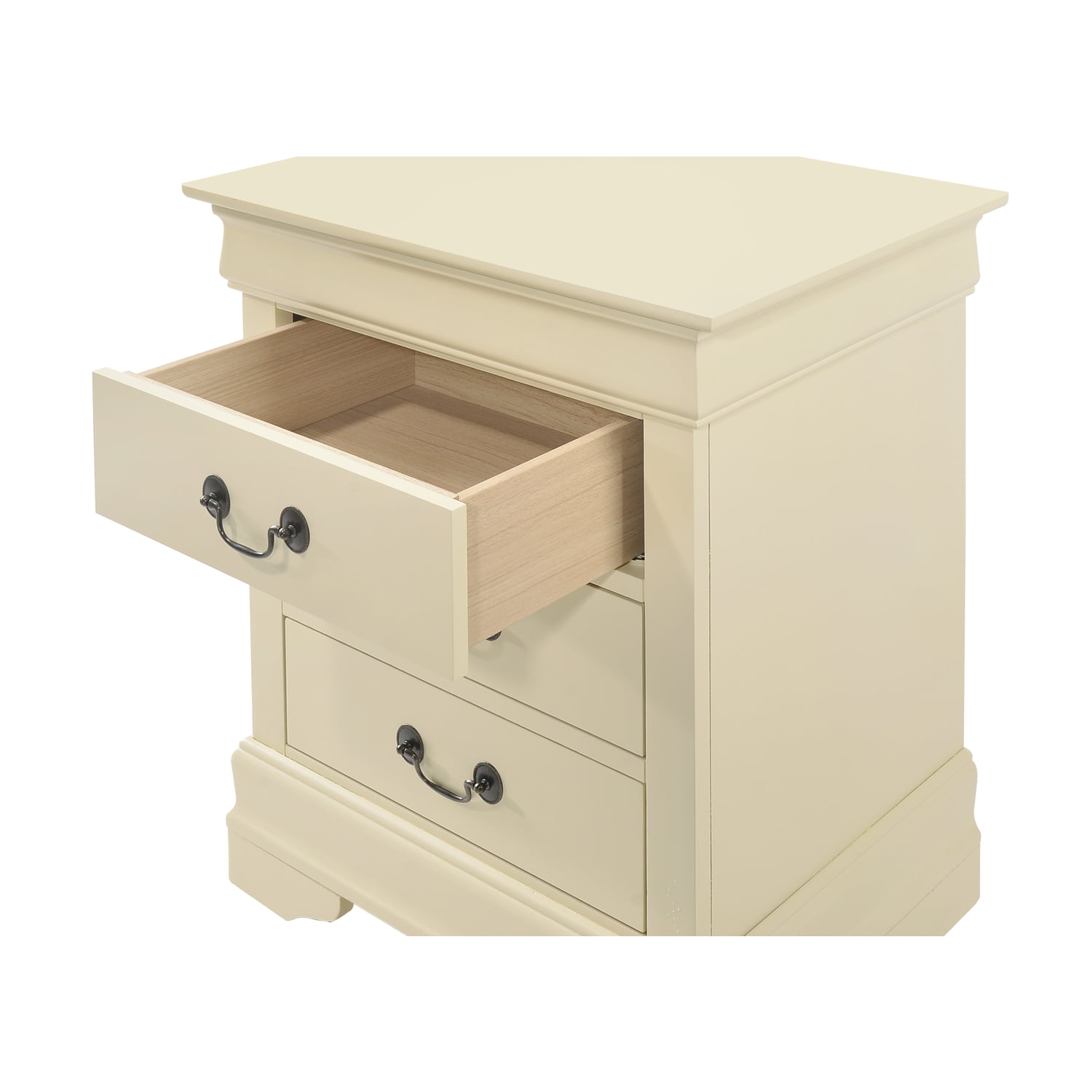 Glory Furniture Louis Phillipe 3 Drawer Nightstand in Beige