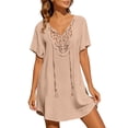 thumbnail image 2 of EliteGoogv Swimsuit Cover Up For Women Lightweight Knit V Neck Beach Loungewear Summer Beach Pool Swimwear Beige, 2 of 6