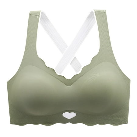 Zshosam Women Stretch Wireless Yoga Bra Breathable Fabric Push up Seamless Underwear(Green M)