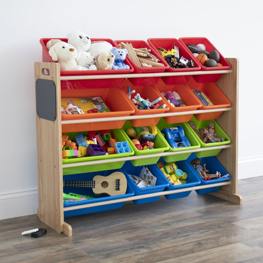 Humble Crew 16 Bin Toy Storage Organizer with Chalkboard Side Panel