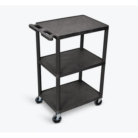 Luxor 18" x 24" Three Shelf Flat Utility Cart - Black
