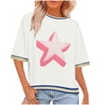 thumbnail image 2 of Horkkom T-Shirts Graphiques pour Femmes Été Imprimé Étoile Manches Courtes Chandails Décontractés Col Rond T-Shirts, Cadeaux pour Femmes 3TG, 2 of 6