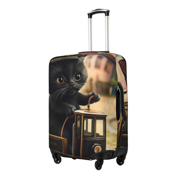 Fotbe Adorable Kitten On Mini Train Funda Protectora para Equipaje, Antirrayones y Resistente a la Suciedad, Compatible con Maletas de 18 a 32 Pulgadas-X-Large